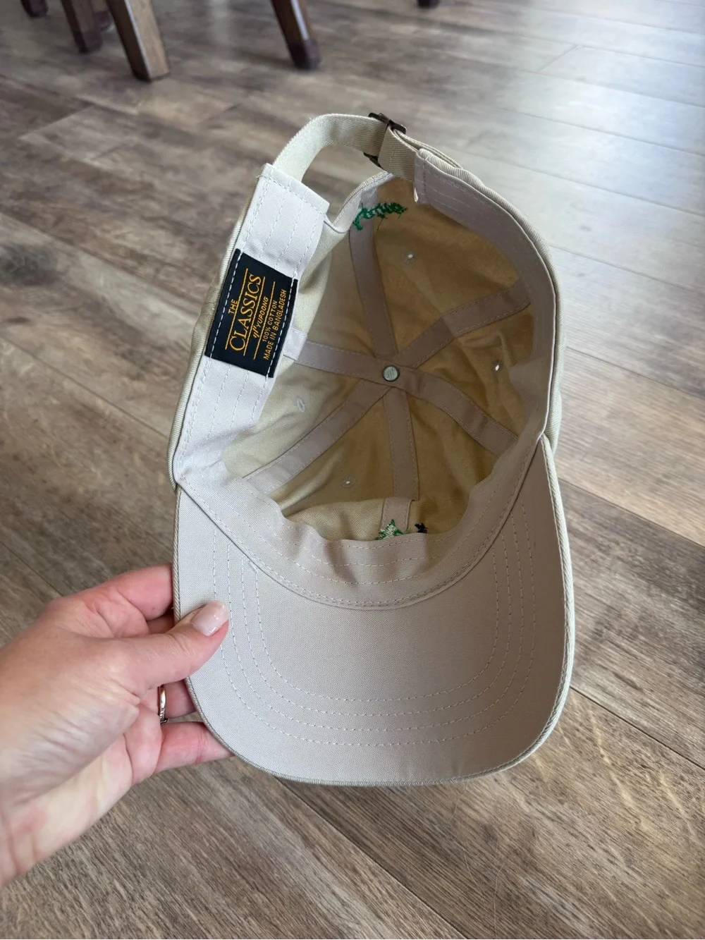 Maine Beige Baseball Cap with Green Tree Embroidery